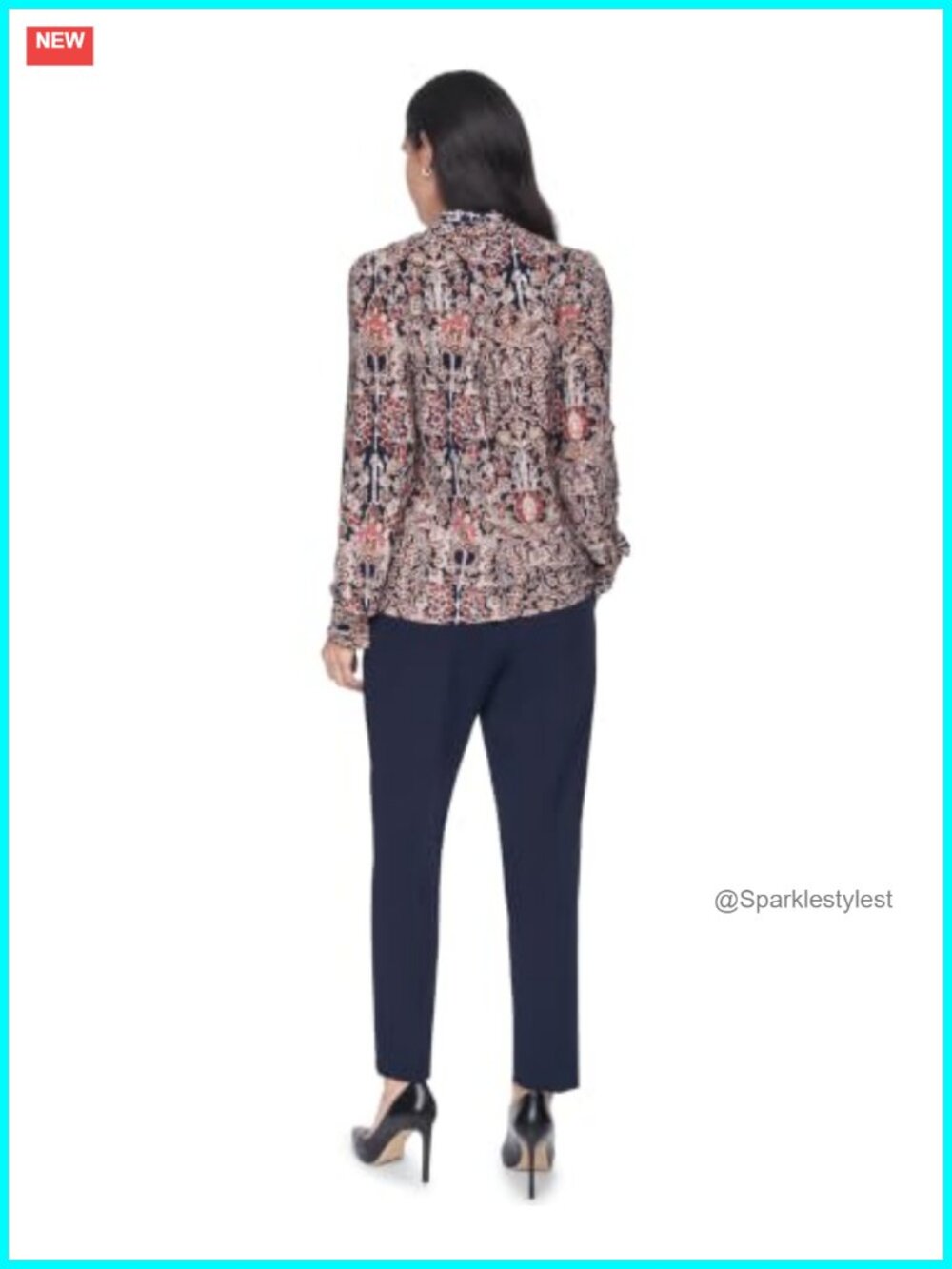 Long Sleeve Button Up Ruffle Placket Blouse - Picture 4 of 5